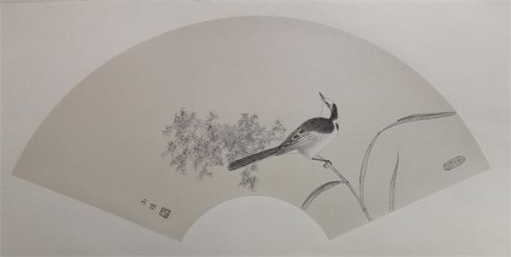 工笔扇面，绢面卡纸1尺寸66×33.JPG