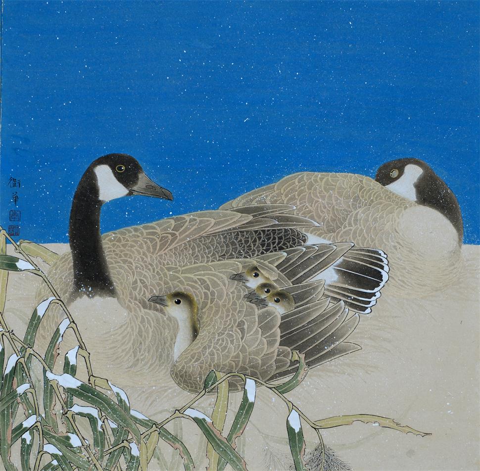 子母寒禽图三65cm×65c.JPG