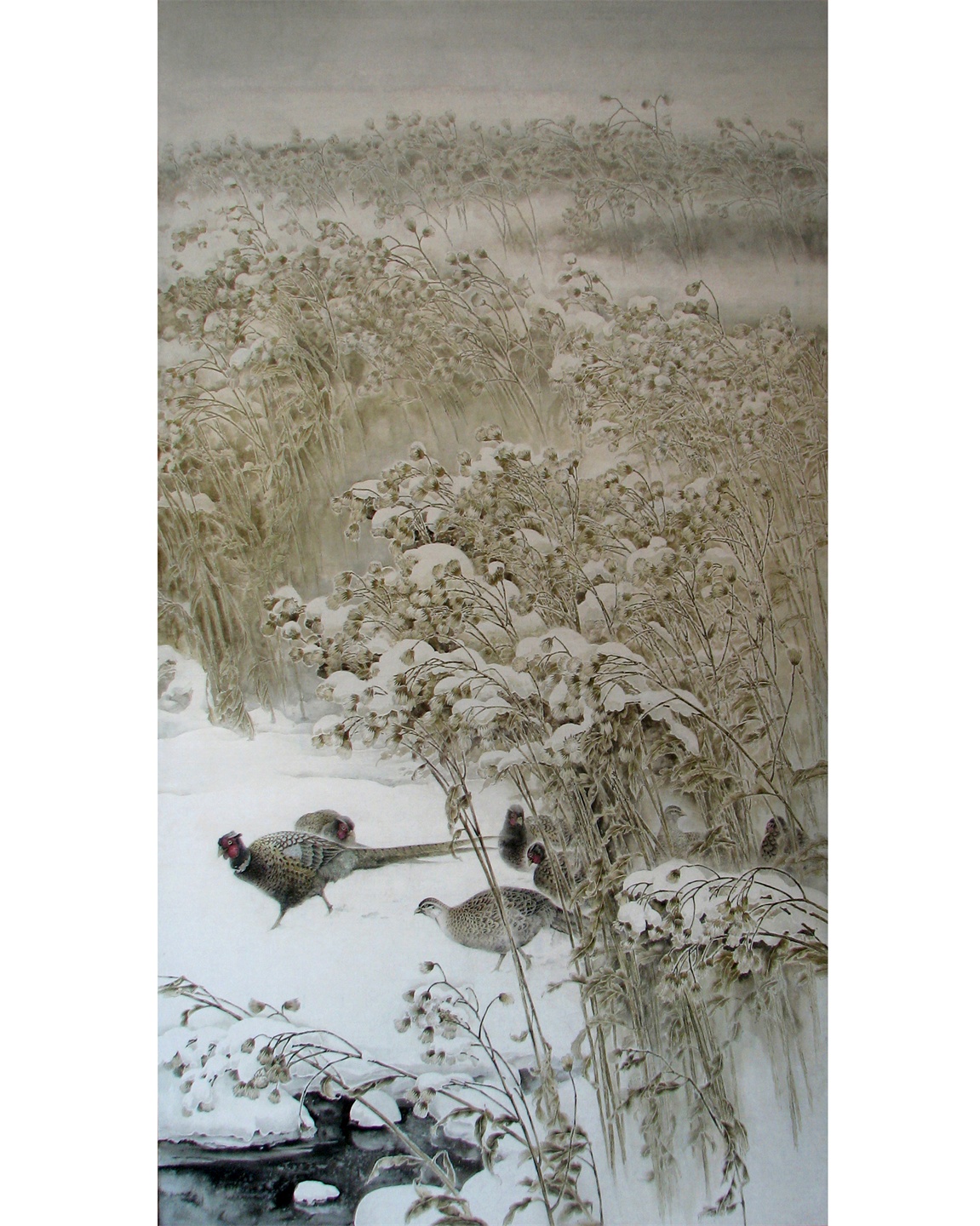 雪域寒禽图