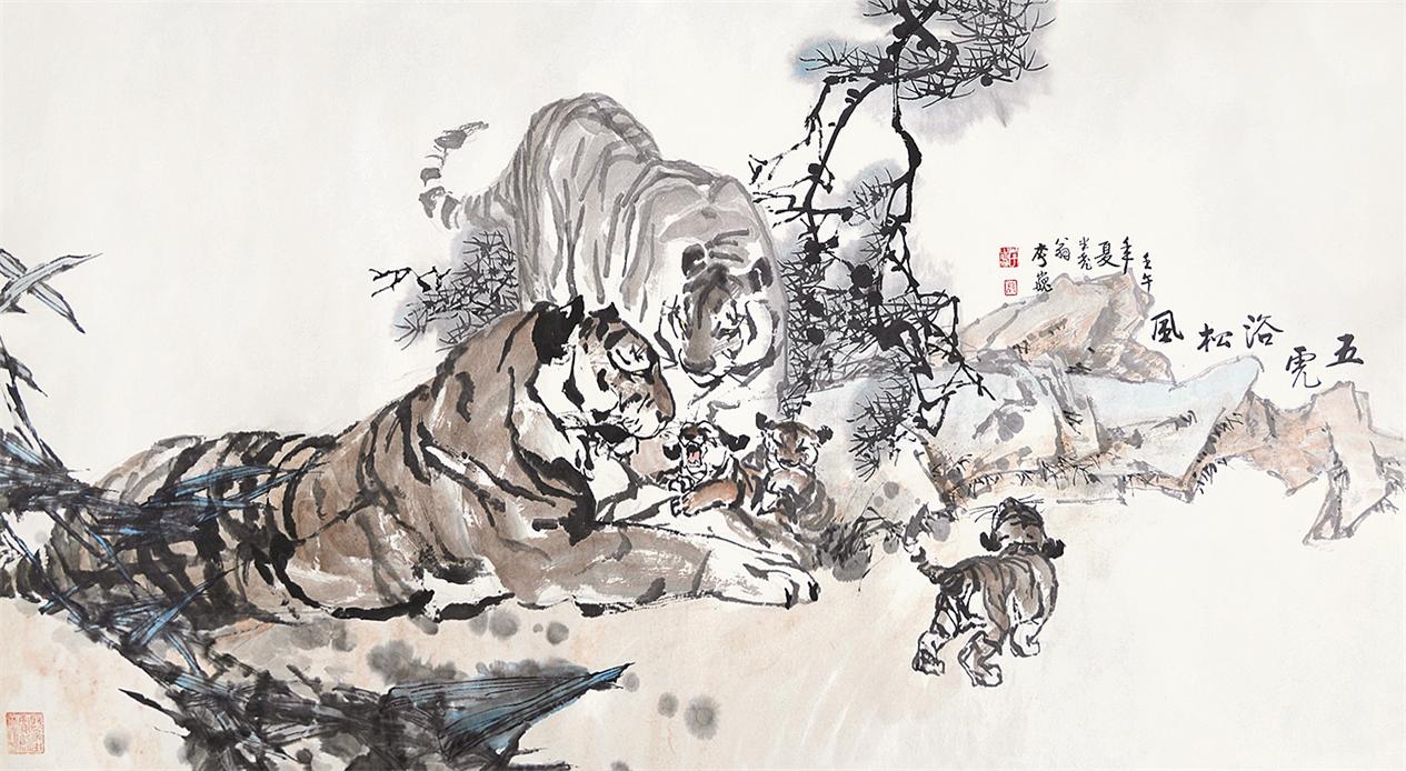 五虎浴松风