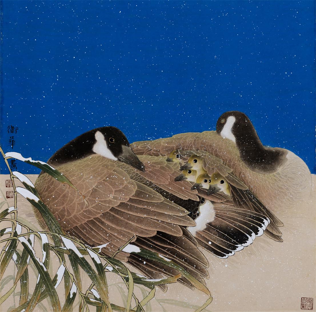 子母寒禽图二